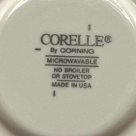 Corelle by Corning Vitrelle Abundance Pyroceram Red Blue Banded Saucers 5 Piece - Picture 3 of 10